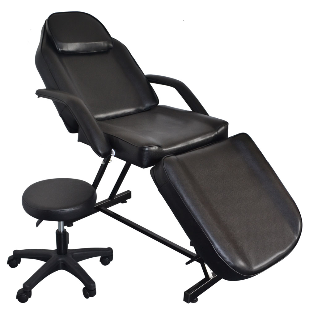 Details About Portable Black Massage Bed Tattoo Salon Chair Spa Facial Table Sheets Free Stool